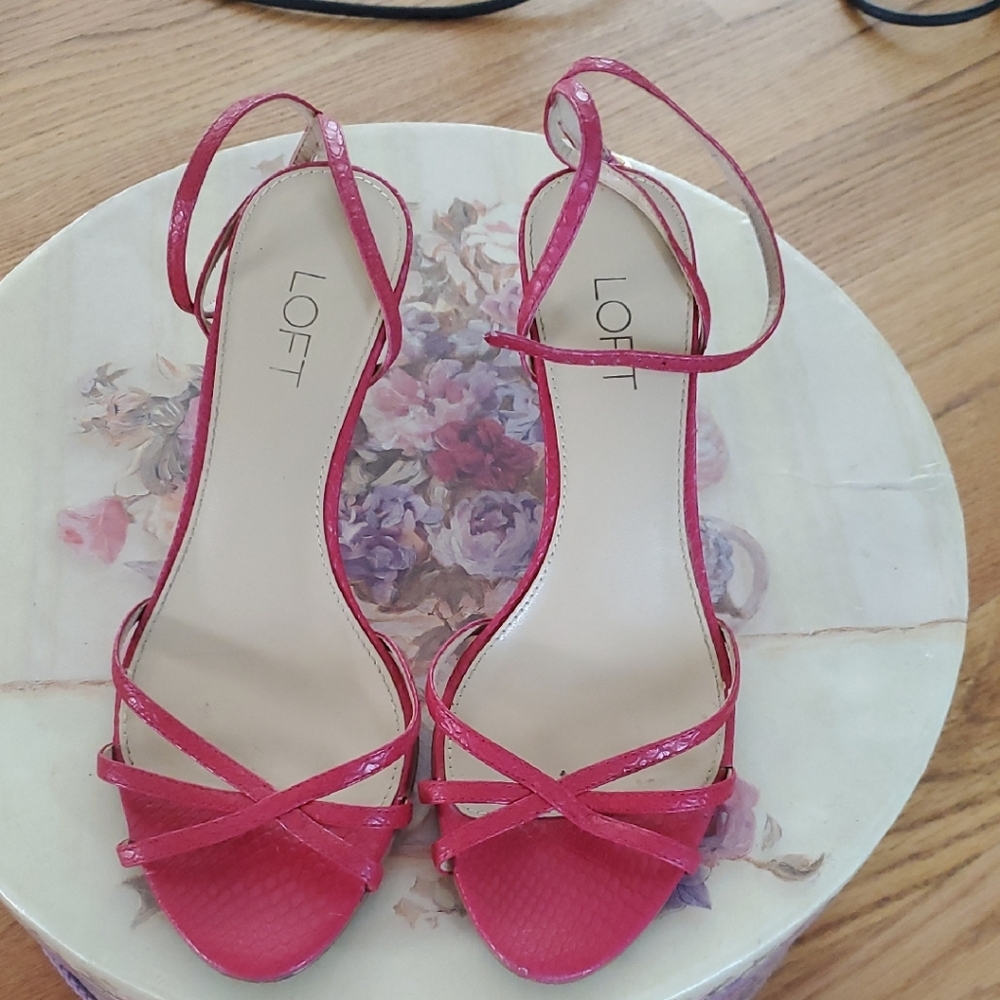 LOFT Hot Pink Strappy Heels